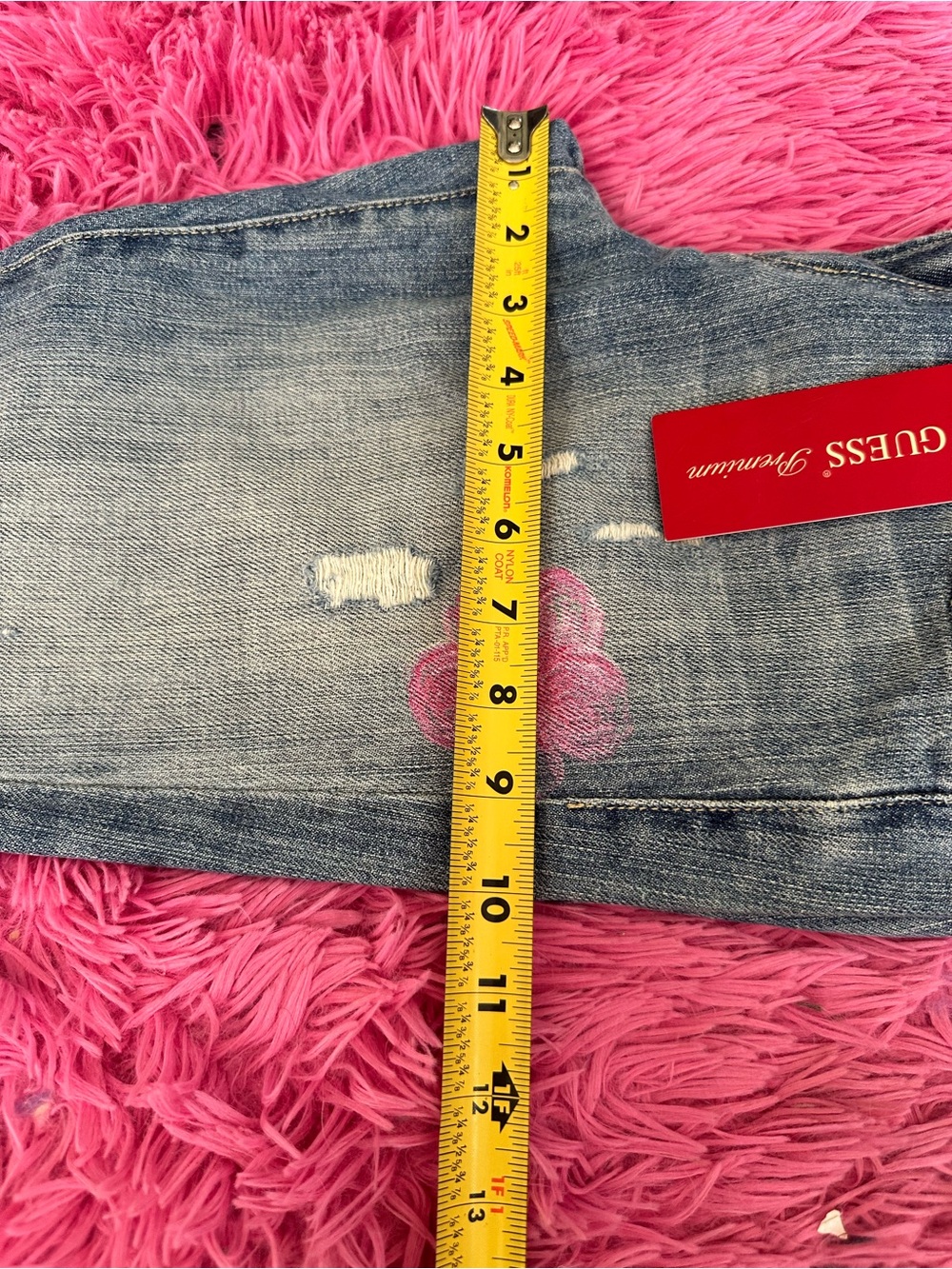 Guess Blue Denim Flare Jeans with Pink Floral Embroidery - Picture 4 of 15